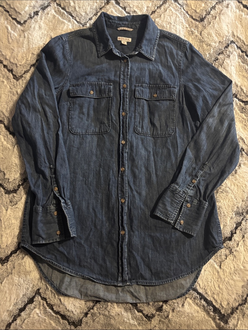 Merona Dark Blue Denim Button-Down Workshirt